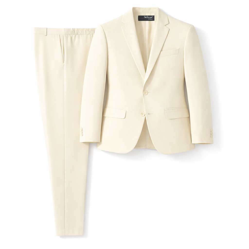 Gino Giovanni Boys 2-Piece Suit Set Formal Blazer Pants Classic Fit Kids Outfit - Ivory / 3-6 Months