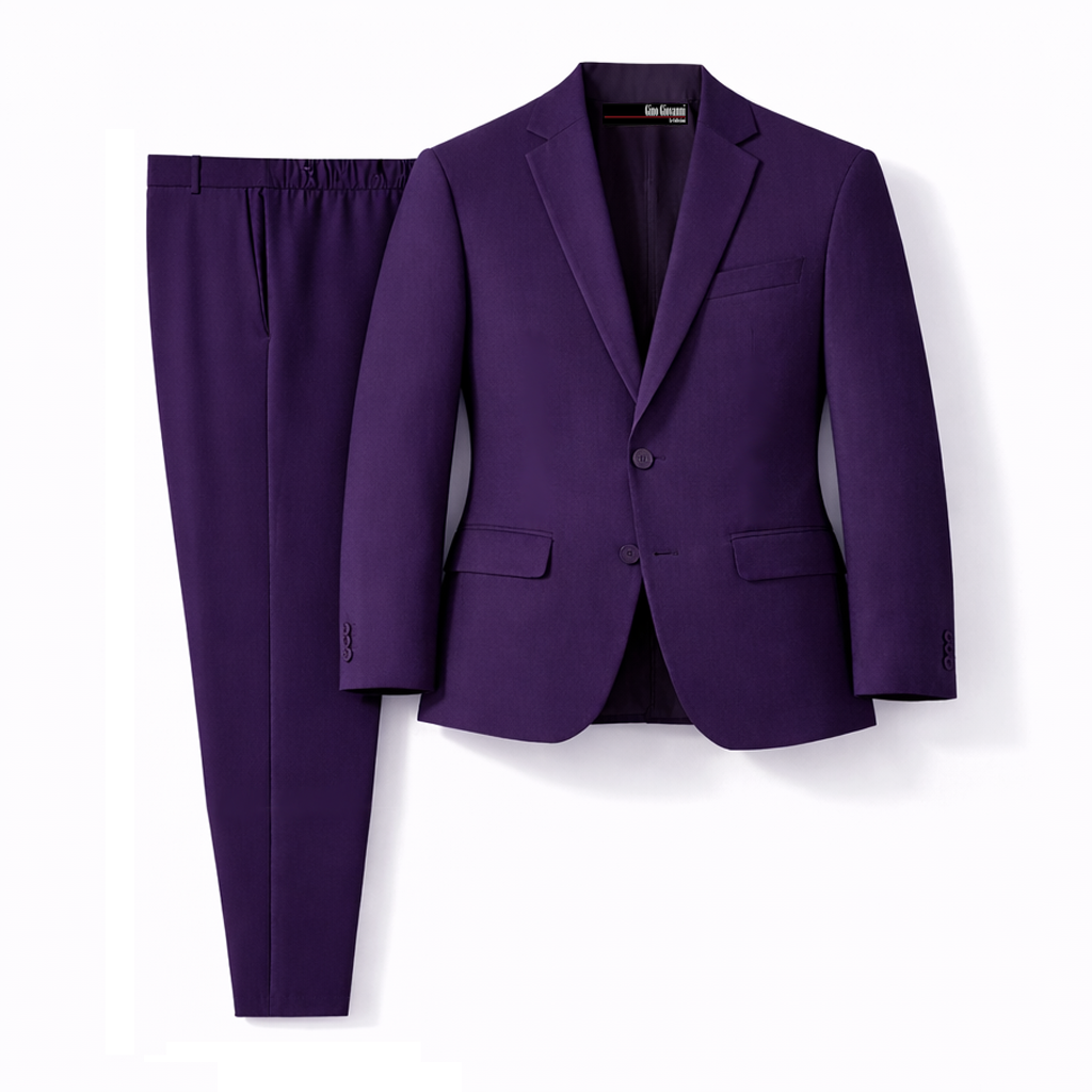Gino Giovanni Boys 2-Piece Suit Set Formal Blazer Pants Classic Fit Kids Outfit - Purple / 3-6 Months