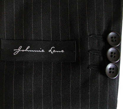 Johnnie Lene Boy's Suit Set: Blazer Vest Pants Shirt Tie Infants to Teen - Pinstripe Black