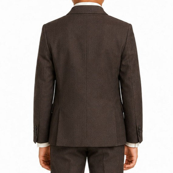 Johnnie Lene Boy's Suit Set: Blazer Vest Pants Shirt Tie Infants to Teen - Brown