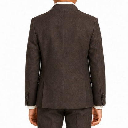 Johnnie Lene Boy's Suit Set: Blazer Vest Pants Shirt Tie Infants to Teen - Brown