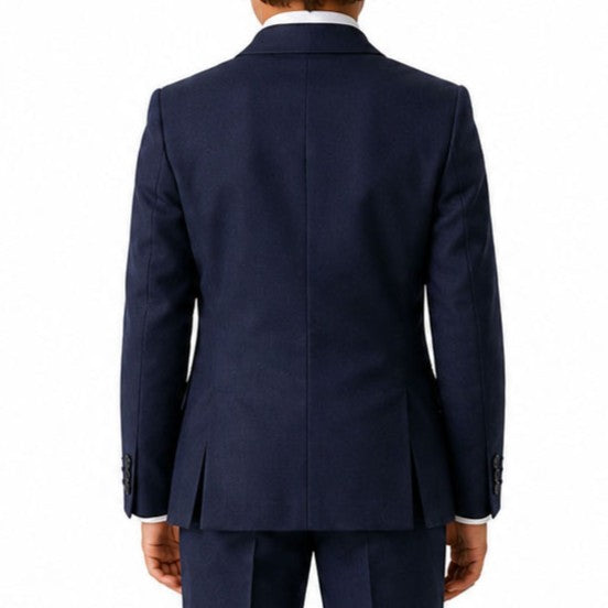 Johnnie Lene Boy's Suit Set: Blazer Vest Pants Shirt Tie Infants to Teen - Navy