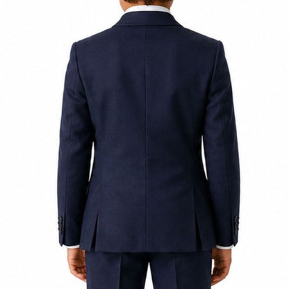 Johnnie Lene Boy's Suit Set: Blazer Vest Pants Shirt Tie Infants to Teen - Navy