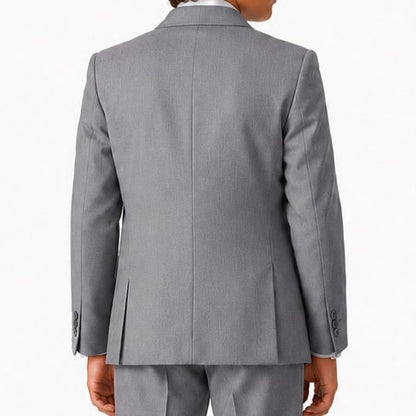 Johnnie Lene Boy's Suit Set: Blazer Vest Pants Shirt Tie Infants to Teen - Silver Gray