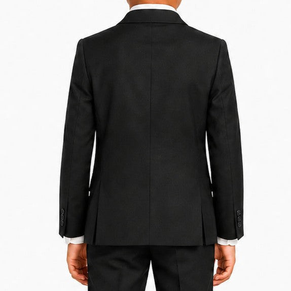 Johnnie Lene Boy's Suit Set: Blazer Vest Pants Shirt Tie Infants to Teen - Black