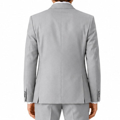 Johnnie Lene Boy's Suit Set: Blazer Vest Pants Shirt Tie Infants to Teen - Silver