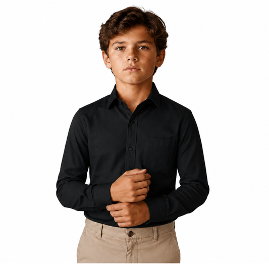Johnnie Lene Boys Long Sleeve Dress Shirt, Poly-Cotton Button Down Formal Shirt, Baby to Teen Sizes - Image 1