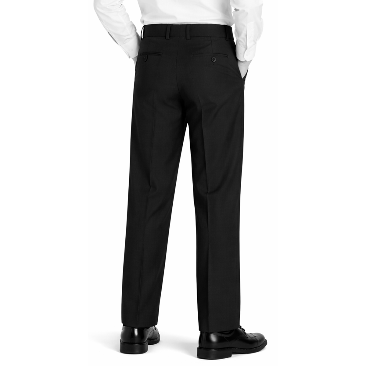 Johnnie Lene boys flat front dress pants back view Black