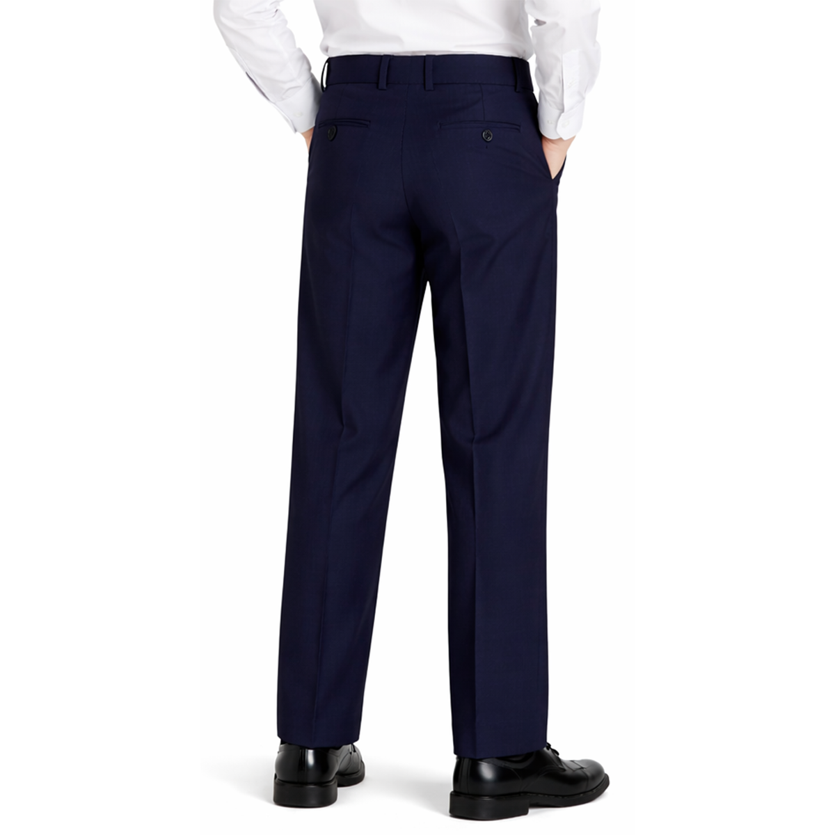 Johnnie Lene boys flat front dress pants back view Navy