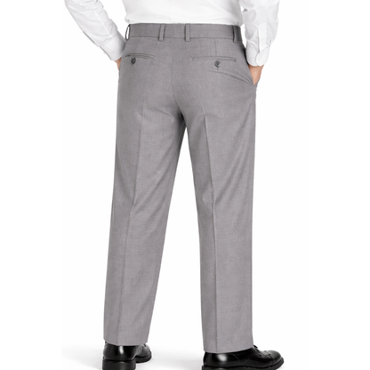 Johnnie Lene boys flat front dress pants back view Silver