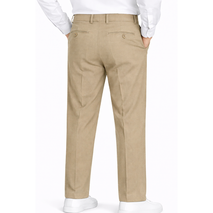 Johnnie Lene boys flat front dress pants back view Taupe