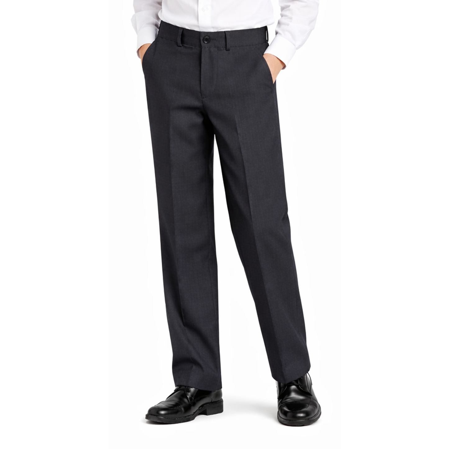 Johnnie Lene boys flat front dress pants Charcoal