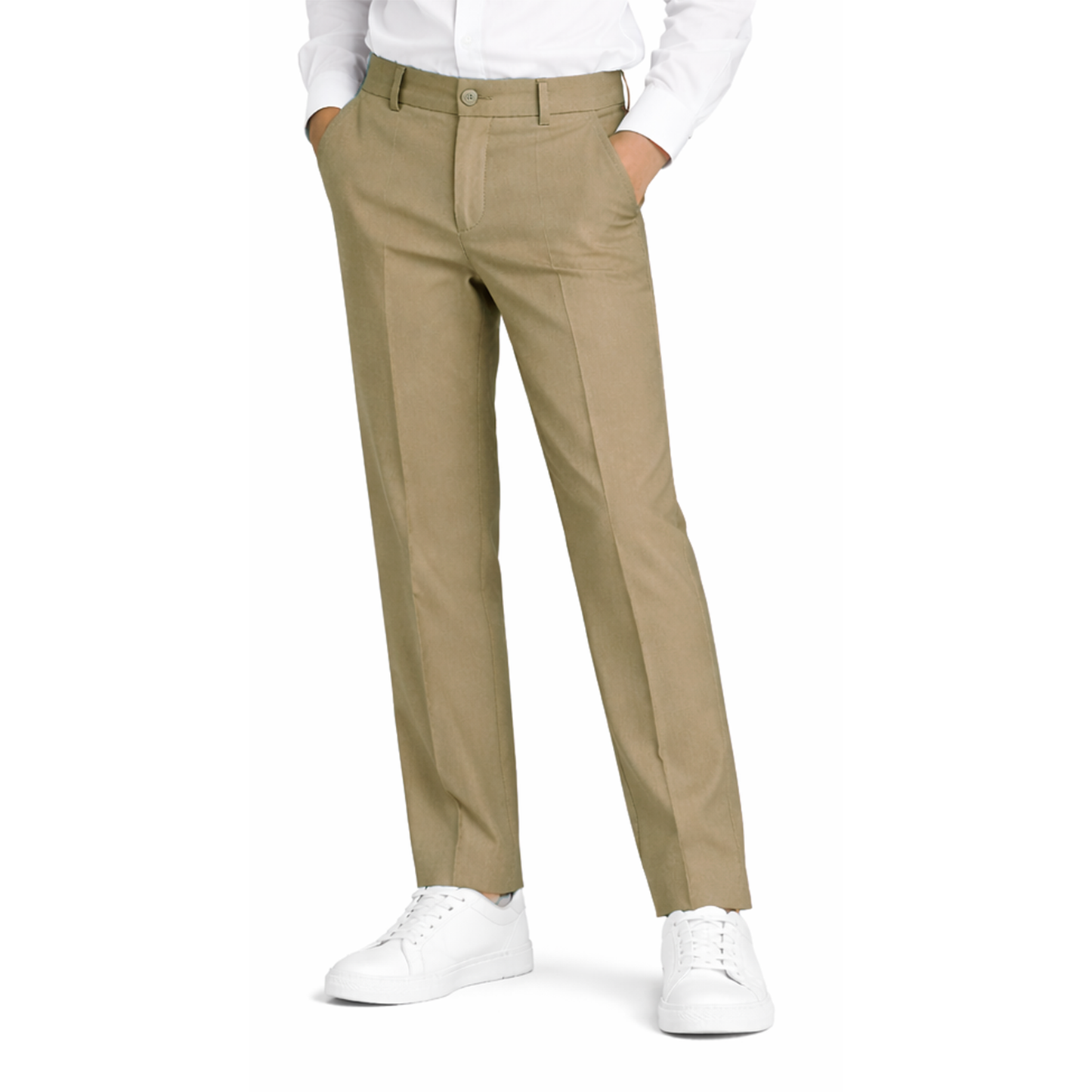Johnnie Lene boys flat front dress pants Taupe