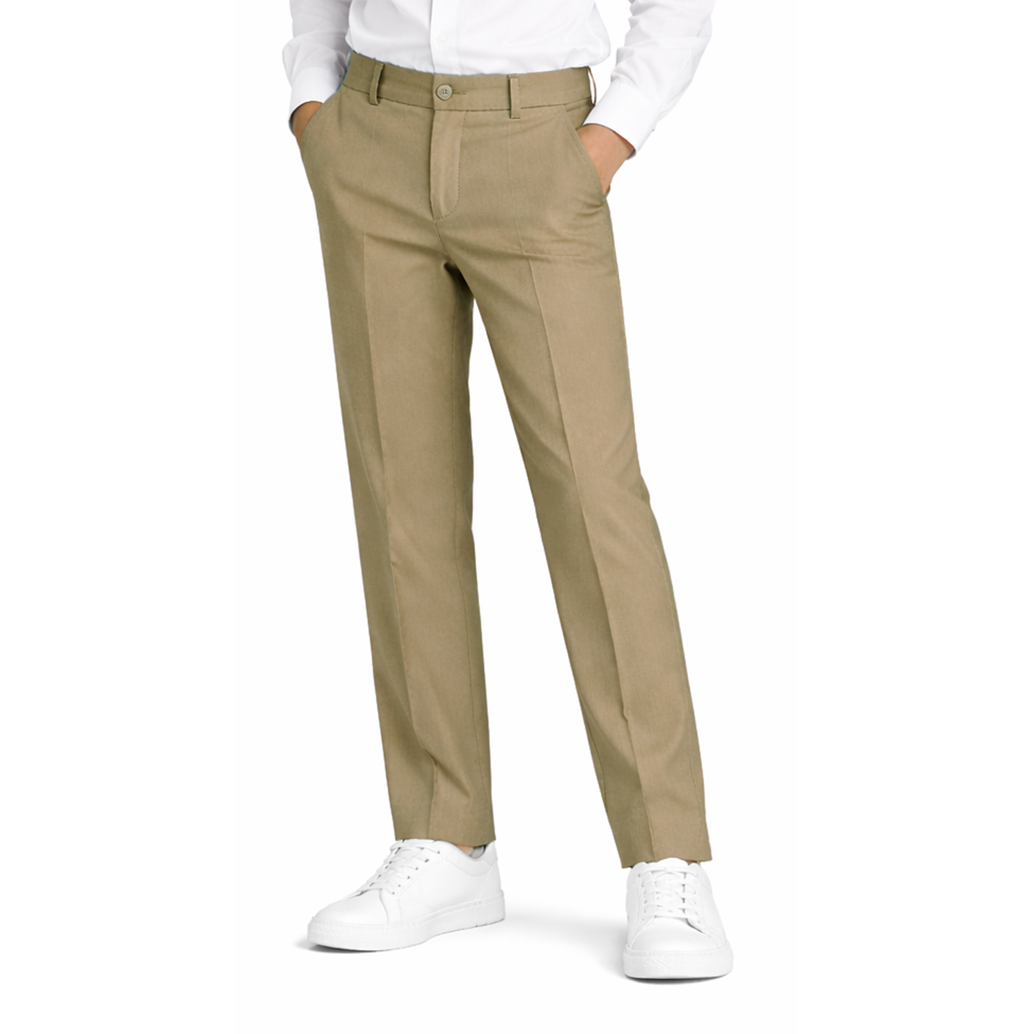 Johnnie Lene boys flat front dress pants Taupe