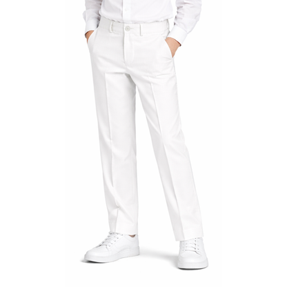 Johnnie Lene boys flat front dress pants White