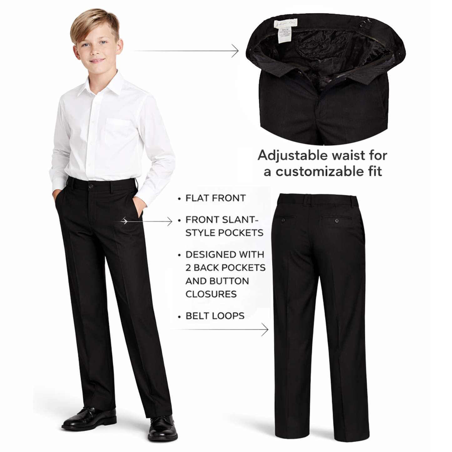 Johnnie Lene boys dress pants color collection
