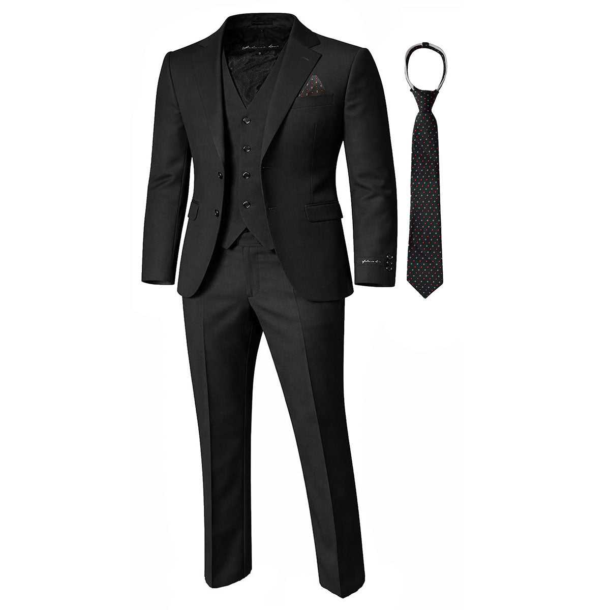 Johnnie Lene Boys 4-Piece Suit Set – Slim Fit Formal Outfit with Vest & Tie - Charcoal - 20