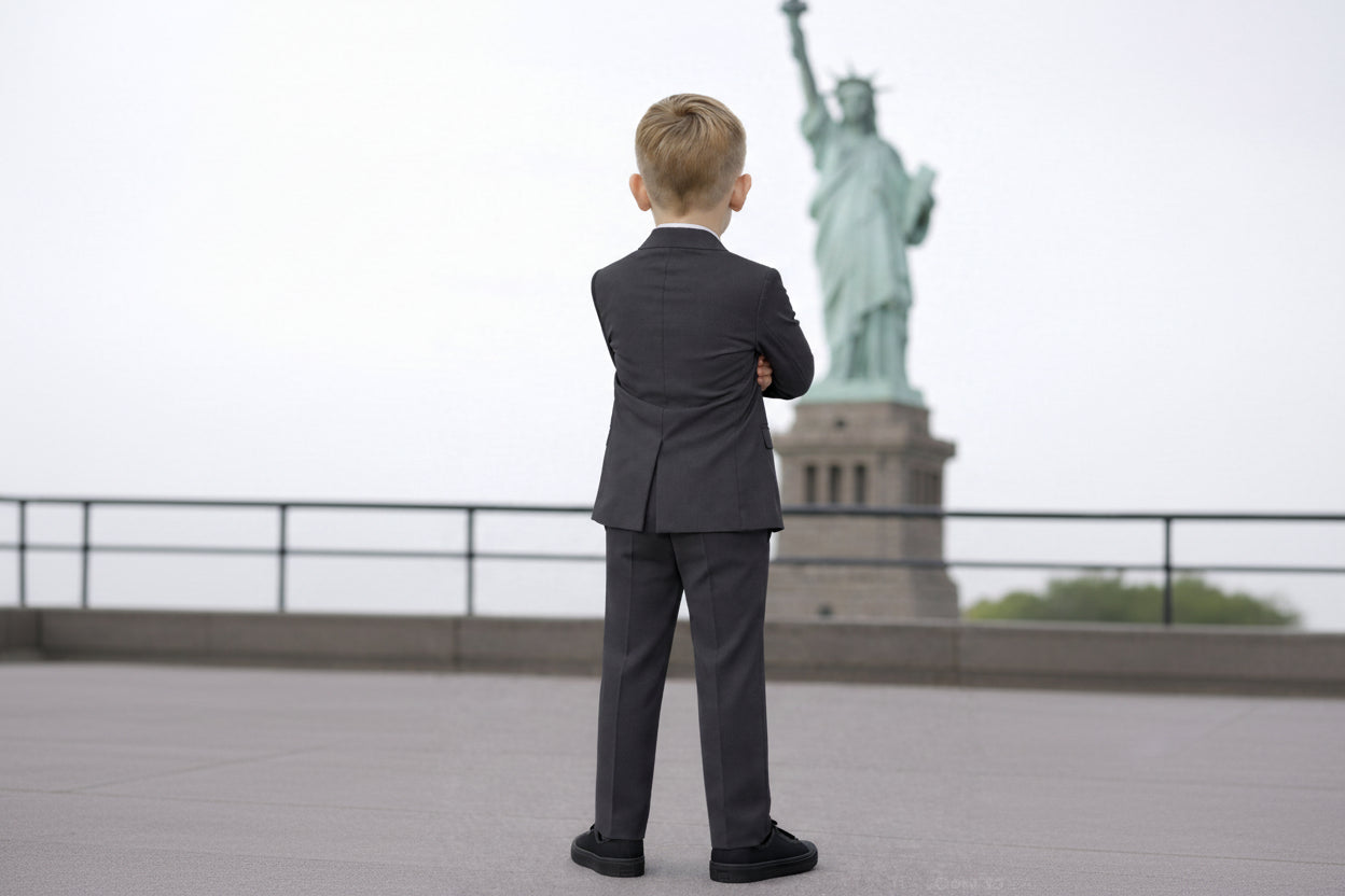 Johnnie Lene Boys 4-Piece Suit Set – Slim Fit Formal Outfit with Vest & Tie - Charcoal