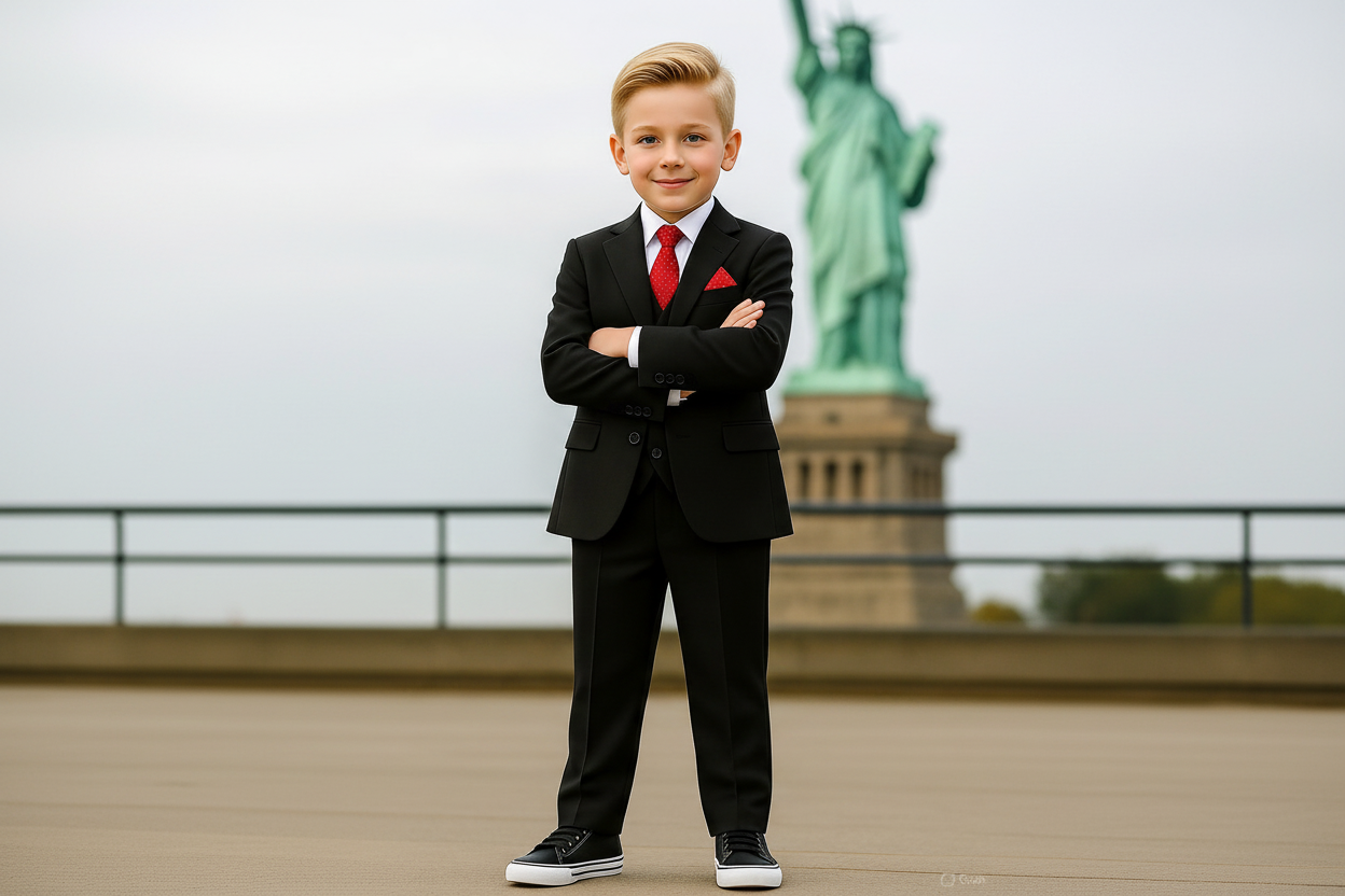 Johnnie Lene Boys 4-Piece Suit Set – Slim Fit Formal Outfit with Vest & Tie - Black