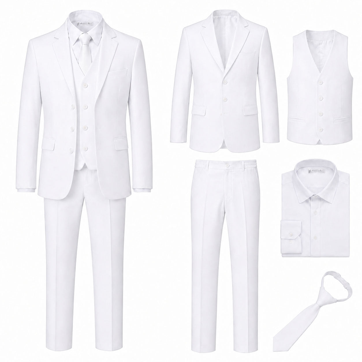 Johnnie Lene Boys Formal Dress Suit Set, Traditional Fit Infant to Teen - White