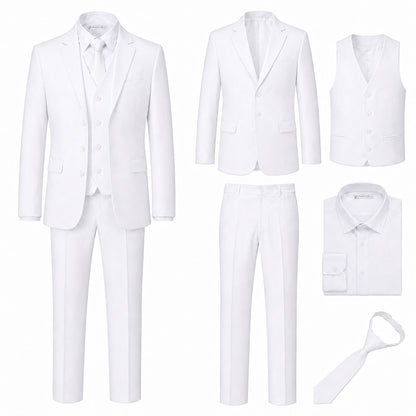 Johnnie Lene Boys Formal Dress Suit Set, Traditional Fit Infant to Teen - White