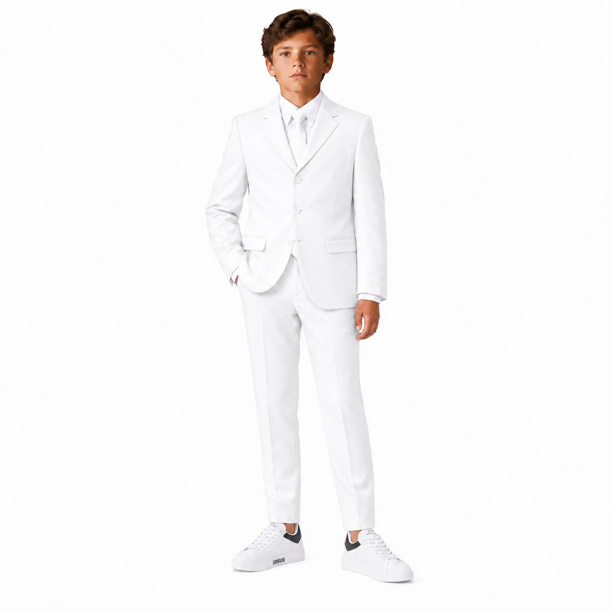 Johnnie Lene Boys Formal Dress Suit Set, Traditional Fit Infant to Teen - White