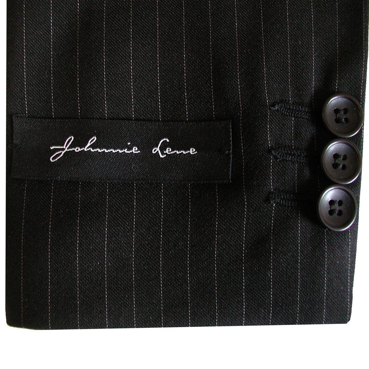 Johnnie Lene Boys Formal Dress Suit Set, Traditional Fit Infant to Teen - Pinstripe Black