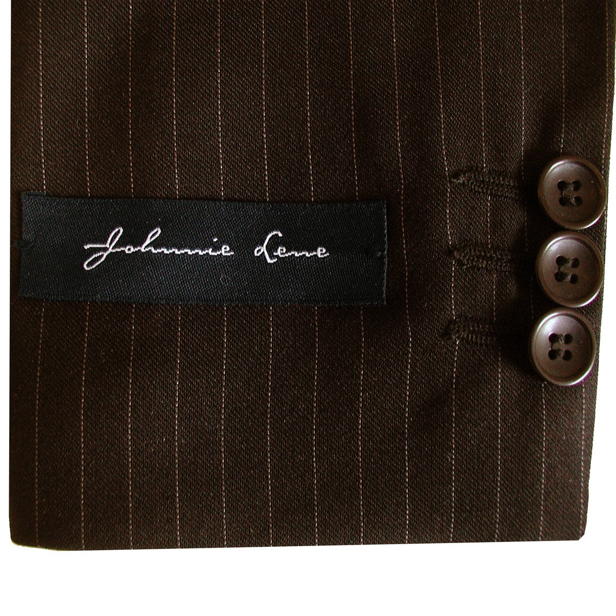 Johnnie Lene Boys Formal Dress Suit Set, Traditional Fit Infant to Teen - Pinstripe Brown