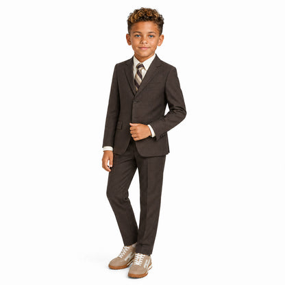 Johnnie Lene Boys Formal Dress Suit Set, Traditional Fit Infant to Teen - Brown