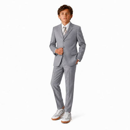 Johnnie Lene Boys Formal Dress Suit Set, Traditional Fit Infant to Teen - Silver Gray