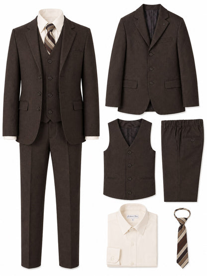Johnnie Lene Boys Formal Dress Suit Set, Traditional Fit Infant to Teen - Brown