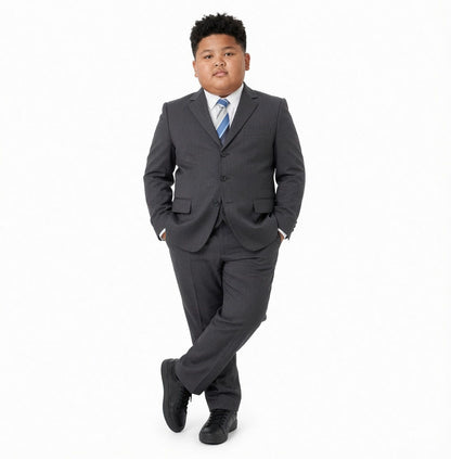 Johnnie Lene Boys Formal Dress Suit Set, Traditional Fit Infant to Teen - Charcoal Husky