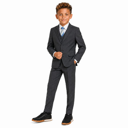 Johnnie Lene Boys Formal Dress Suit Set, Traditional Fit Infant to Teen - Charcoal Gray