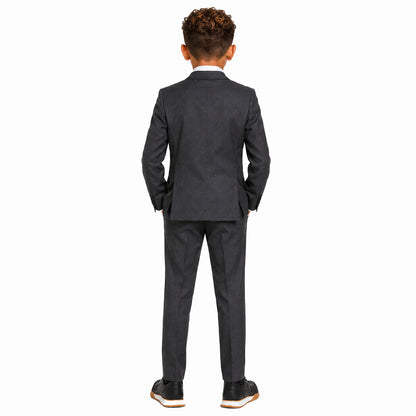 Johnnie Lene Boys Formal Dress Suit Set, Traditional Fit Infant to Teen - Charcoal Gray