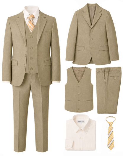 Johnnie Lene Boys Formal Dress Suit Set, Traditional Fit Infant to Teen - Natural Beige