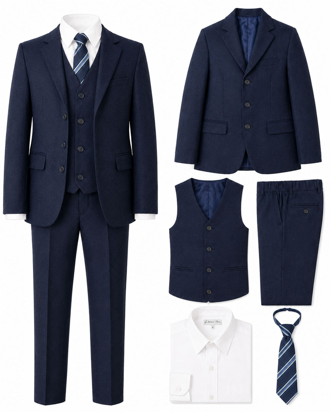 Johnnie Lene Boys Formal Dress Suit Set, Traditional Fit Infant to Teen - Navy