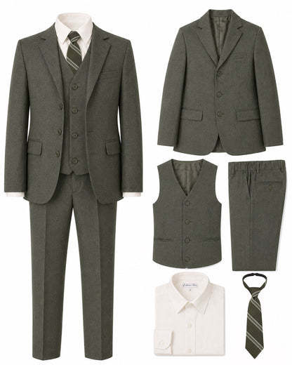 Johnnie Lene Boys Formal Dress Suit Set, Traditional Fit Infant to Teen - Olive