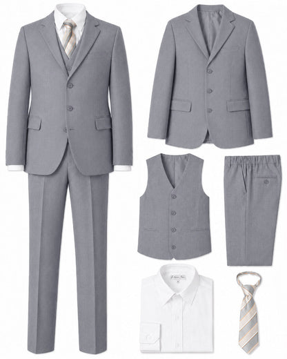 Johnnie Lene Boys Formal Dress Suit Set, Traditional Fit Infant to Teen - Silver Gray