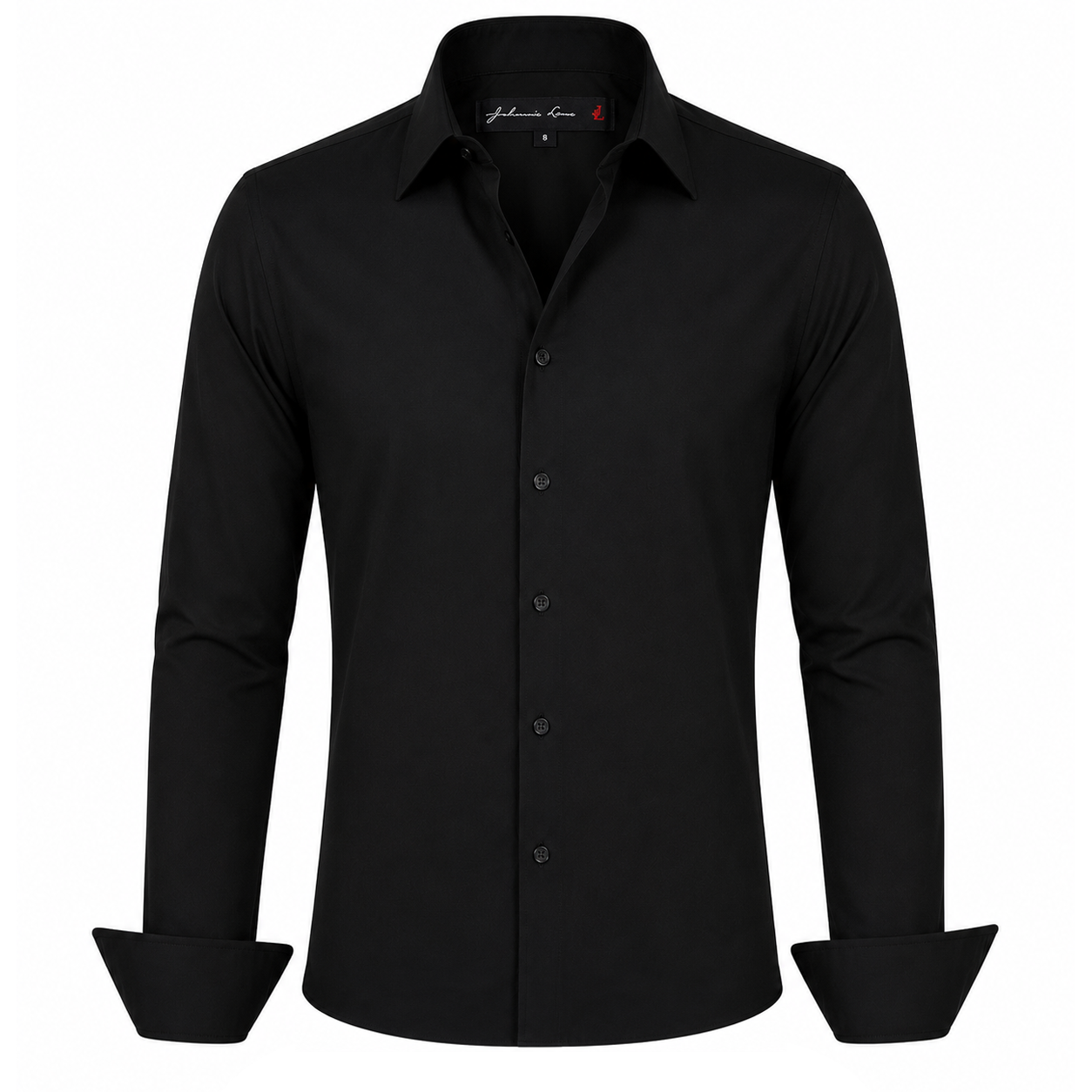 Johnnie Lene Boys Slim Fit Long Sleeve Sateen Dress Shirt - Black