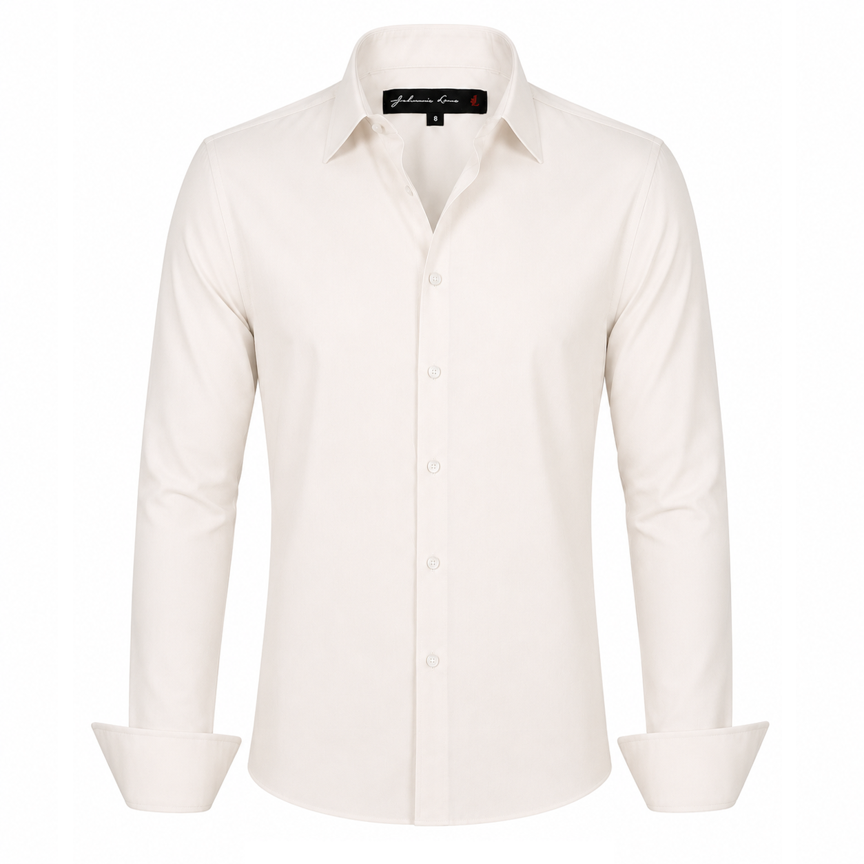 Johnnie Lene Boys Slim Fit Long Sleeve Sateen Dress Shirt - Ivory