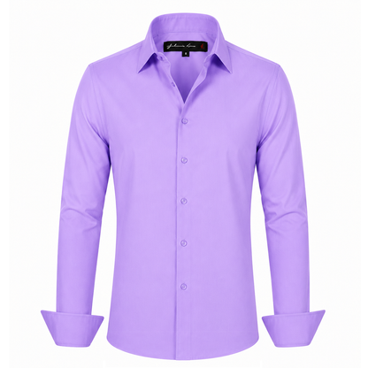 Johnnie Lene Boys Slim Fit Long Sleeve Sateen Dress Shirt - Lilac