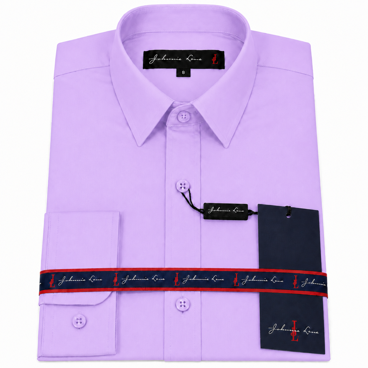 Johnnie Lene Boys Slim Fit Long Sleeve Sateen Dress Shirt - Lilac