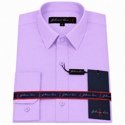 Johnnie Lene Boys Slim Fit Long Sleeve Sateen Dress Shirt - Lilac