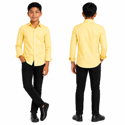 Johnnie Lene Boys Slim Fit Long Sleeve Sateen Dress Shirt - Yellow