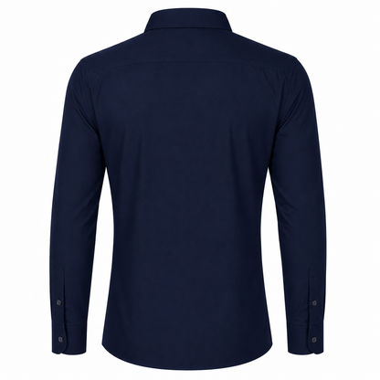 Johnnie Lene Boys Slim Fit Long Sleeve Sateen Dress Shirt - Navy