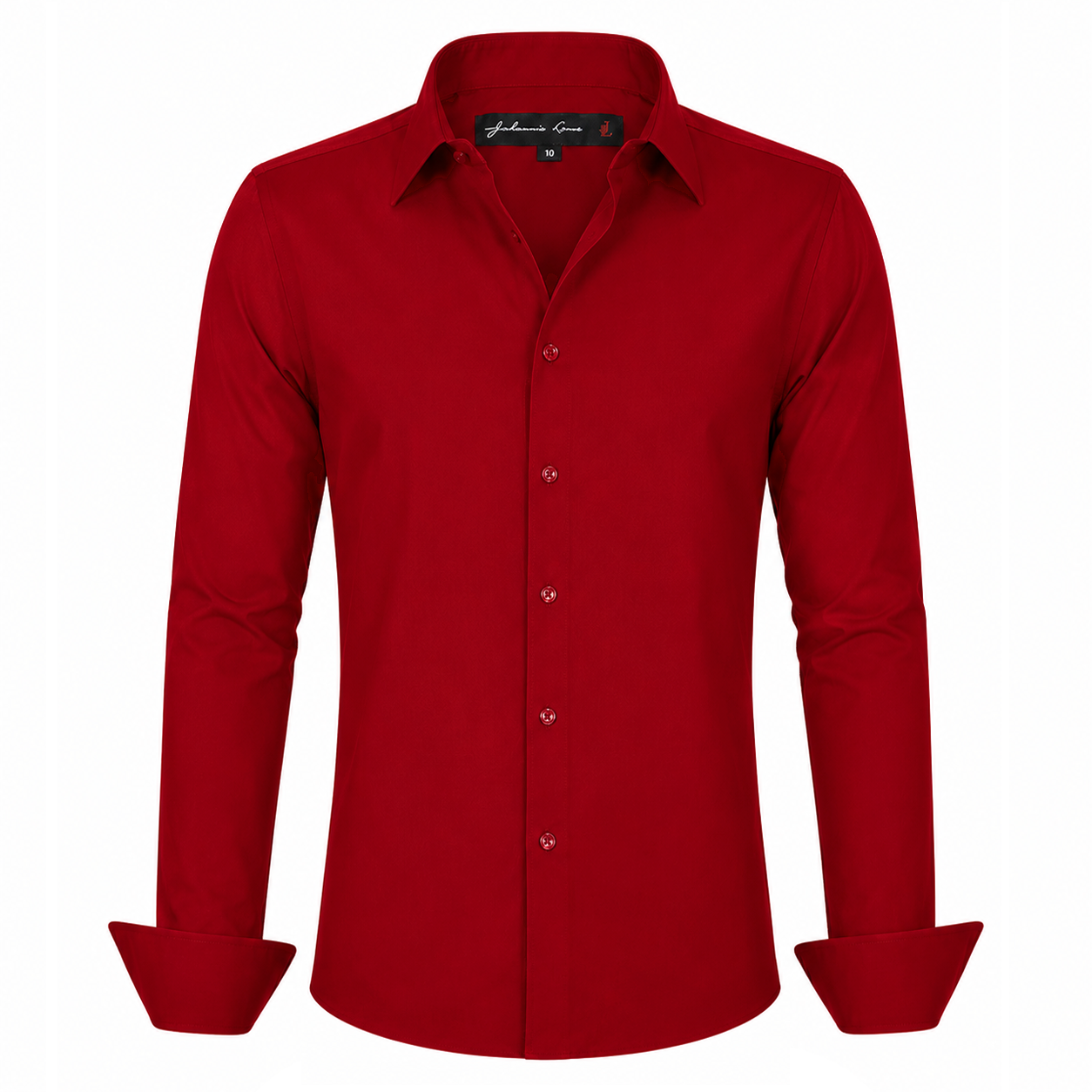 Johnnie Lene Boys Slim Fit Long Sleeve Sateen Dress Shirt - Flame Red