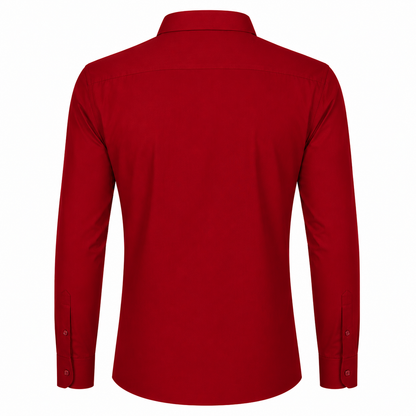 Johnnie Lene Boys Slim Fit Long Sleeve Sateen Dress Shirt - Flame Red