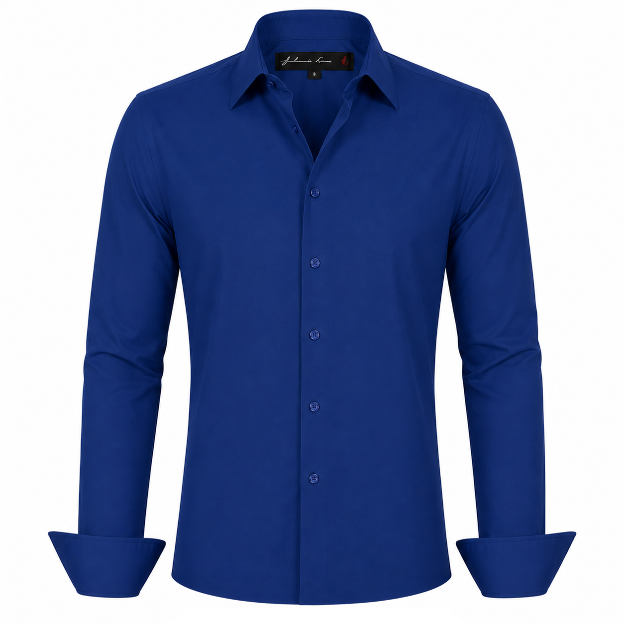 Johnnie Lene Boys Slim Fit Long Sleeve Sateen Dress Shirt - Royal Blue