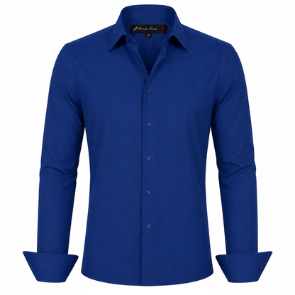 Johnnie Lene Boys Slim Fit Long Sleeve Sateen Dress Shirt - Royal Blue