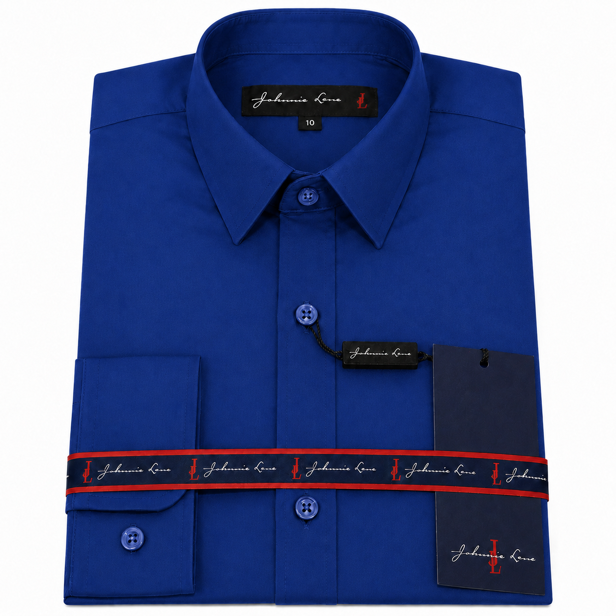Johnnie Lene Boys Slim Fit Long Sleeve Sateen Dress Shirt - Royal Blue